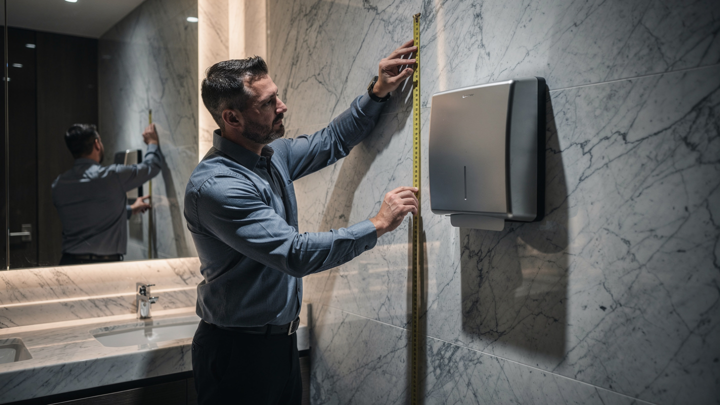 measuring placement for commercial hand dryer installation