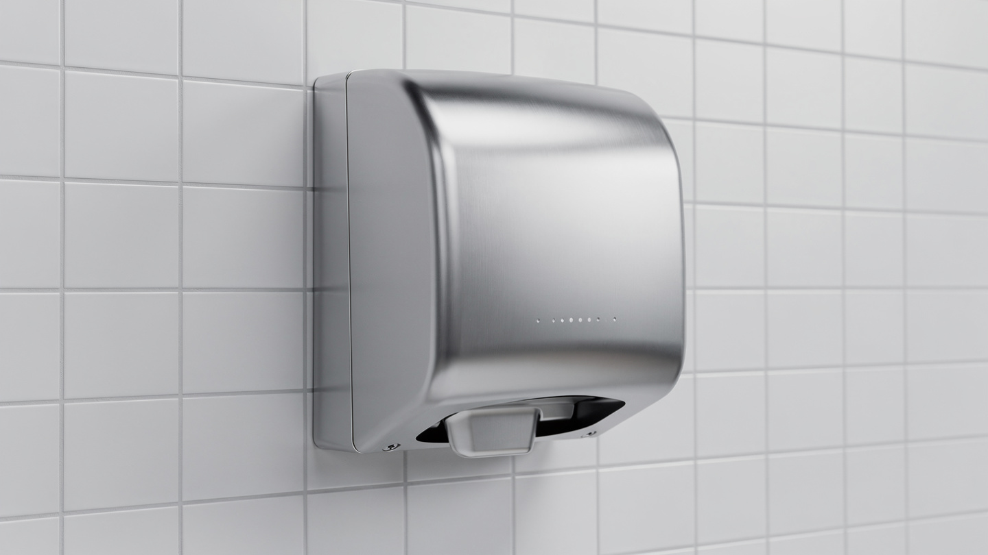 commercial hand dryer in office washroom